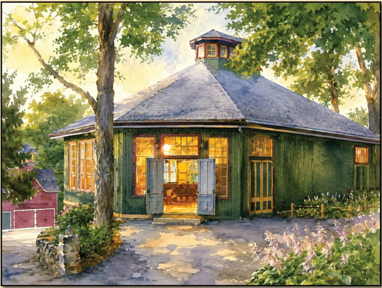 generated watercolor rendering of The Tabernacle building